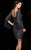 Scala - 48776 Sparkling Flutter Sleeves Cocktail Dress In Blue and Neutral