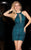 Scala - 48780 Sequined Halter Sheath Dress in Green