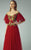 Beside Couture - BC1196 Butterfly Sleeve Embroidered Tulle Gown in Red