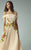 Beside Couture - BC1198 Off-Shoulder Floral Applique Gown in Neutral and Orange