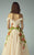 Beside Couture - BC1198 Off-Shoulder Floral Applique Gown in Neutral and Orange
