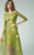 Beside Couture - BC1205 Embroidered Bateau A-line Dress in Green and Yellow