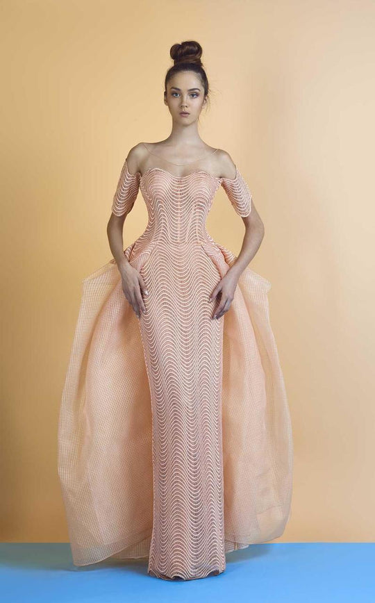 Beside Couture - BC1210 Embroidered Illusion Bateau Dress in Pink