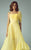 Beside Couture - BC1211 Ruffled High-Low A-line Dress in Yellow