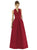 Alfred Sung - D611 Sleeveless V-neck Dupioni A-line Dress In Red