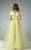 Beside Couture - BC1216 Sheer Jewel Lace Ballgown in Yellow