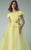 Beside Couture - BC1216 Sheer Jewel Lace Ballgown in Yellow