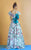 Beside Couture - BC1217 Floral Print Sheer V-neck Dress in White and Multi-Color