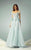 Beside Couture - BC1218 Embroidered Scalloped Portrait A-line Dress in Blue