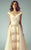Beside Couture - BC1225 Embroidered Illusion Bateau A-line Dress in Neutral