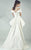MNM Couture - Off Shoulder Embroidered High Low Gown G0692 in White