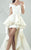 MNM Couture - Off Shoulder Embroidered High Low Gown G0692 in White