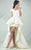 MNM Couture - Off Shoulder Embroidered High Low Gown G0692 in White