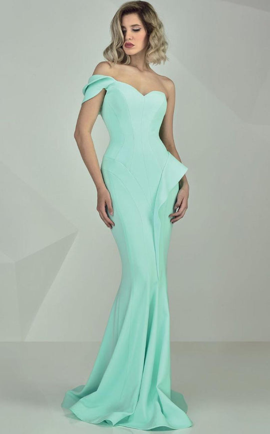 MNM Couture - Off Shoulder Mermaid Gown G0696 in Green