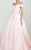 MNM Couture - Off Shoulder Floral Ruched Ballgown G0698 in Pink