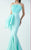 MNM Couture - Pleated Neck Mermaid Dress G0720 in Green