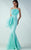 MNM Couture - Pleated Neck Mermaid Dress G0720 in Green