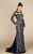 MNM Couture - Long Sleeve Lace Mermaid Dress M0012 in Blue