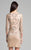 Lara Dresses - 33035 Sequined Quarter Length Sleeves Fringed Dress In Neutral and Silver