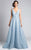 Lara Dresses - 33202 Ornamented Plunging V-Neck Gown In Light Blue
