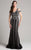 Lara Dresses - 33204 Cold Shoulder V Neck Sheath Long Dress In Black