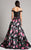 Lara Dresses - 33207 Floral Off Shoulder A-line Dress In Black and Floral
