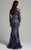 Lara Dresses - 33269 Laced Bateau Column Dress In Blue and Neutral