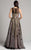 Lara Dresses - 33272 Pleated Scoop A-line Dress In Black and Gold