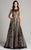 Lara Dresses - 33272 Pleated Scoop A-line Dress In Black and Gold