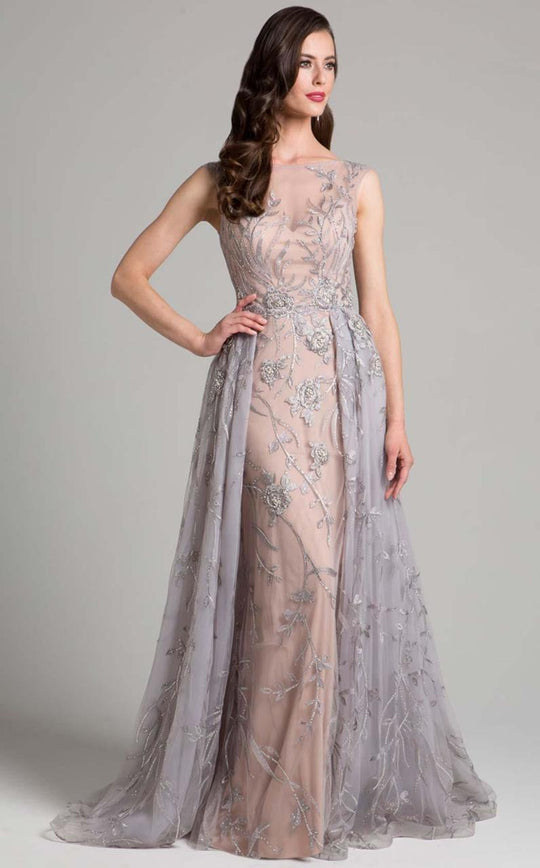 Lara Dresses - 33273 Illusion Bateau A-line Dress In Silver