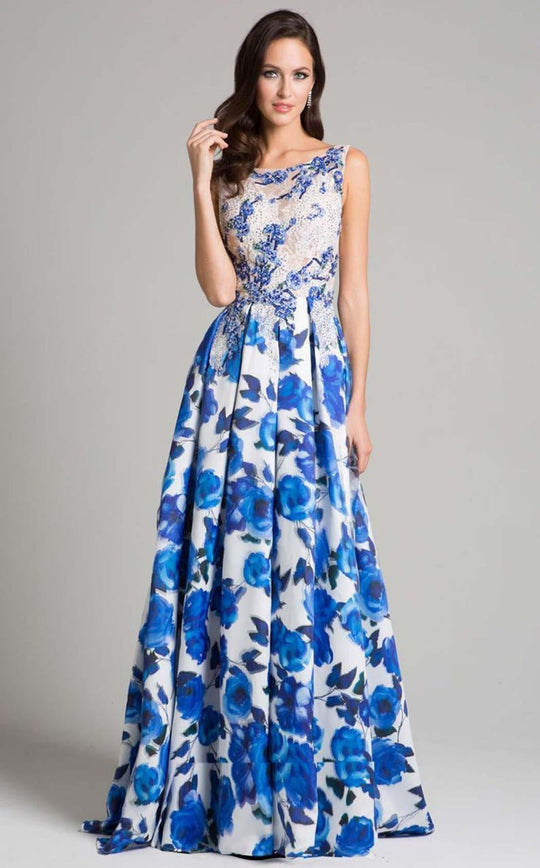 Lara Dresses - 33280 Embellished Bateau A-line Dress In Blue