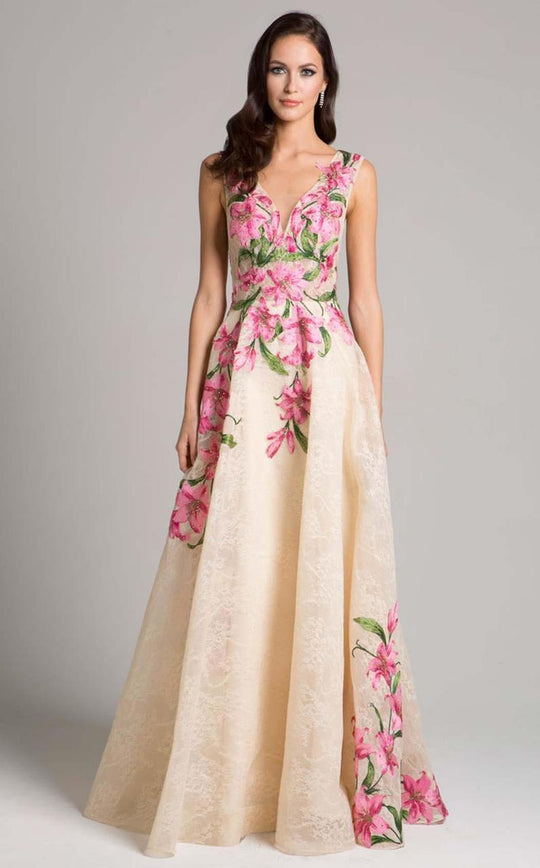 Lara Dresses - 33281 Laced V-neck A-line Dress In Pink