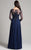 Lara Dresses - 33289 Beaded Illusion Bateau A-line Dress In Blue