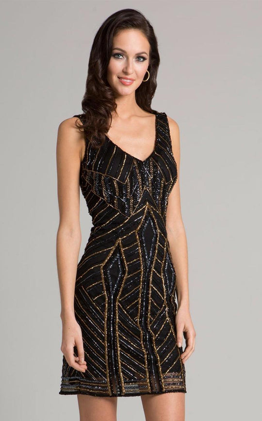 Lara Dresses - 33295 Bead Embellished Sheath Dress In Black