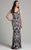 Lara Dresses - 33401 Bedazzled Plunging V-neck Dress In Blue