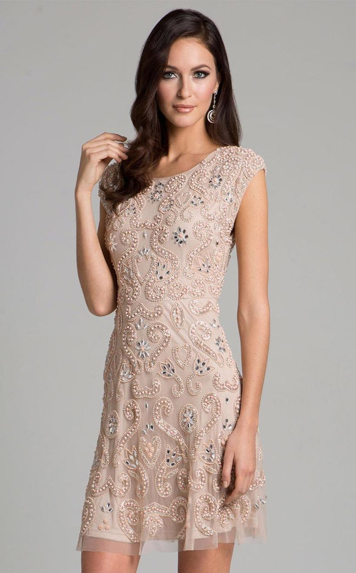 Lara Dresses - 33404 Embellished Scoop Sheath Dress In Pink