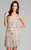 Lara Dresses - 33405 Bejeweled V-neck Sheath Dress In Neutral