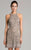 Lara Dresses - 33410 Embellished Halter Sheath Dress In Neutral and Silver