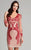 Lara Dresses - 33413 Long Sleeve Beaded Cocktail Dress In Neutral and Red