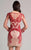 Lara Dresses - 33413 Long Sleeve Beaded Cocktail Dress In Neutral and Red