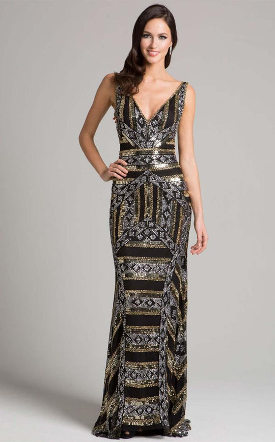 Lara Dresses - 33415 Sleeveless Embellished Evening Gown In Black and Multi-Color