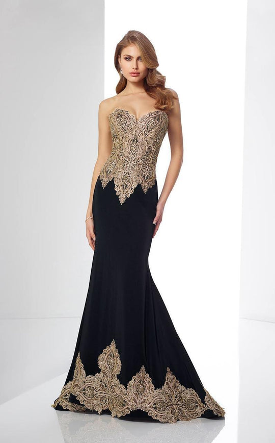 Mon Cheri - Embellished Sweetheart Dress 217831 in Black