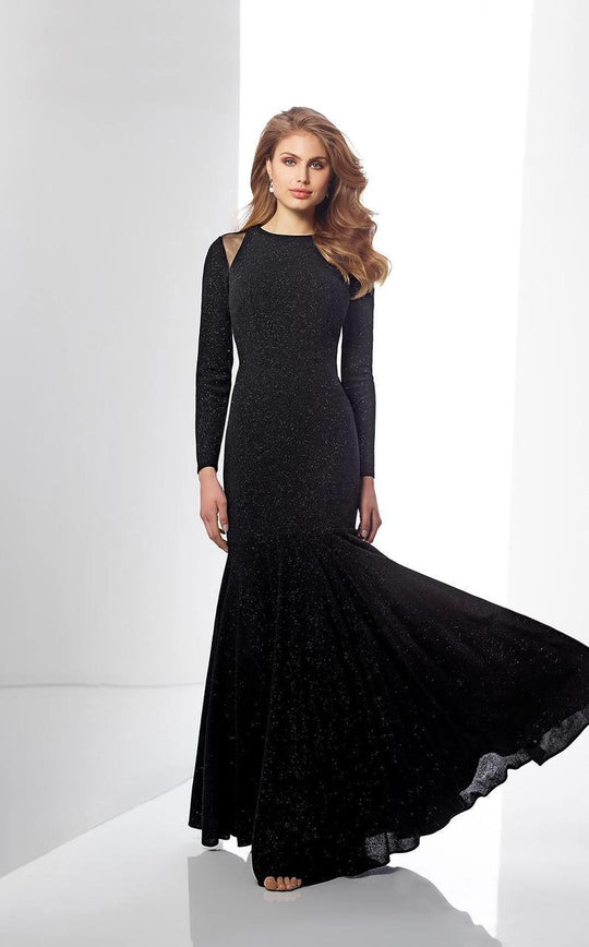 Social Occasions by Mon Cheri - 217835 Jersey Fit Jewel Neck Dress in Black