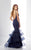 Social Occasions by Mon Cheri - 217839 Curve V-neck Trumpet Dress in Blue