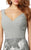 Social Occasions by Mon Cheri - 217849 Ruched V-Neck Sequined Dress in Silver