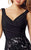 Social Occasions by Mon Cheri - 217849 Ruched V-Neck Sequined Dress in Black