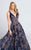Ellie Wilde - EW21713 Sleeveless V-Neck Gossamer Gown in Blue and Multi-Color