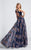 Ellie Wilde - EW21713 Sleeveless V-Neck Gossamer Gown in Blue and Multi-Color