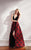 Ellie Wilde - EW21721 V-Neck Velvet Evening Gown in Black and Red