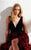 Ellie Wilde - EW21721 V-Neck Velvet Evening Gown in Black and Red